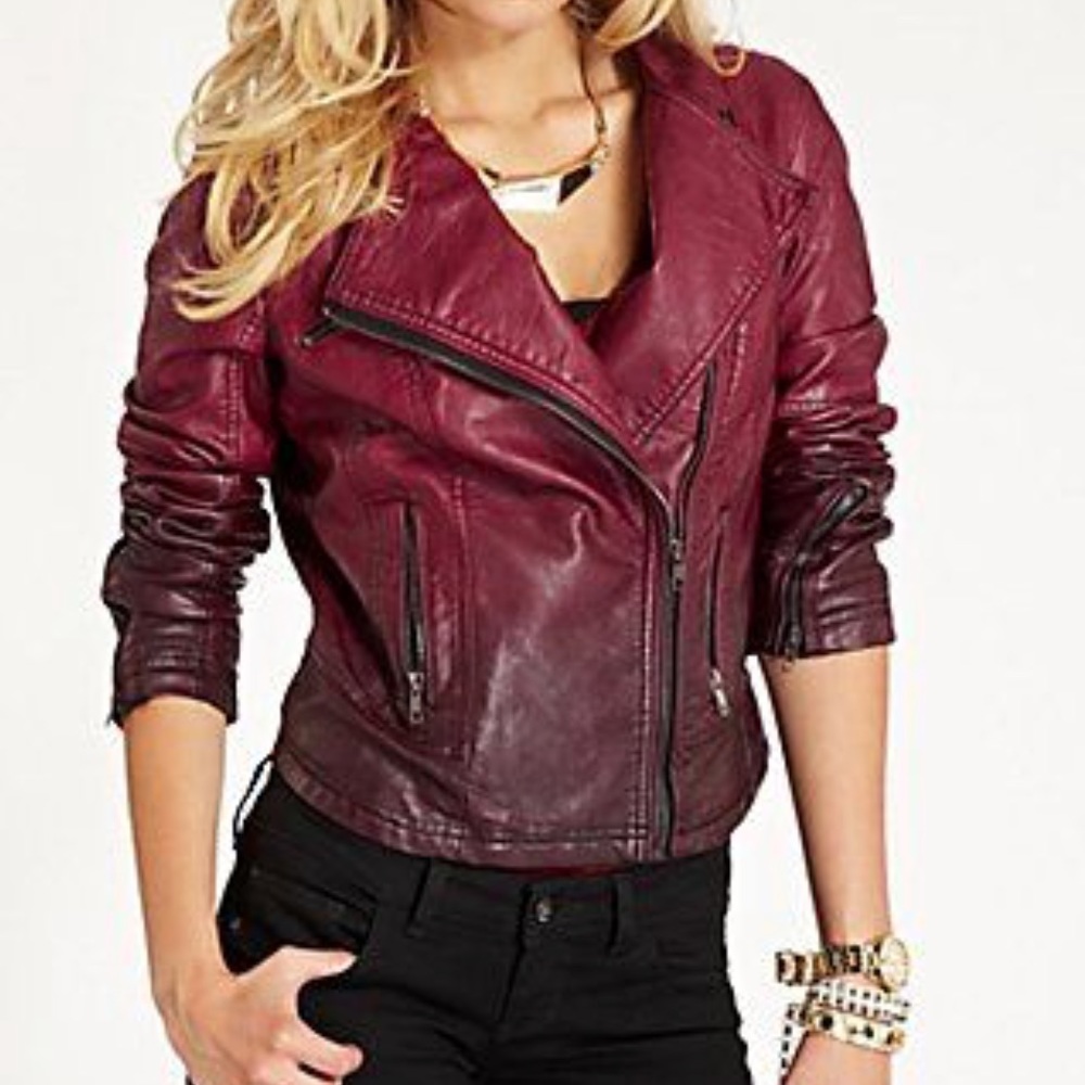 Ombré Faux Leather Moto Jacket